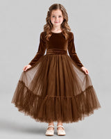 Chocolate Ball Gown Girls Formal Dress Front
