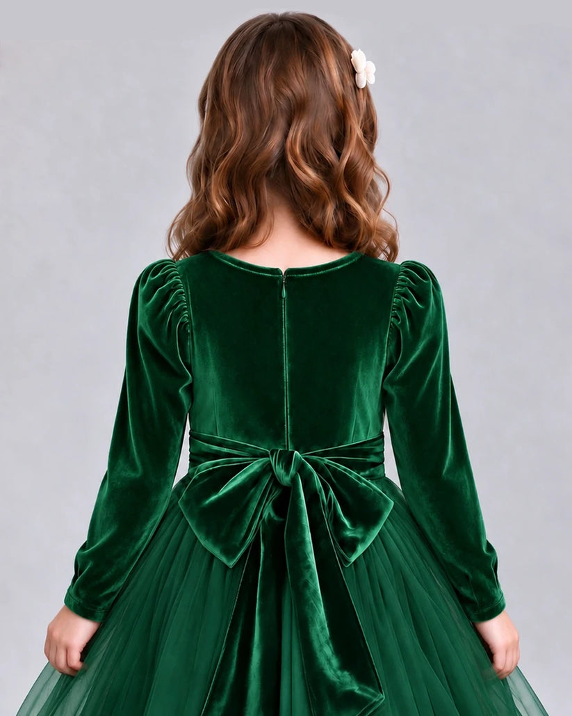 Dark Green Ball Gown Girls Formal Dress Back_Detail [Shared]