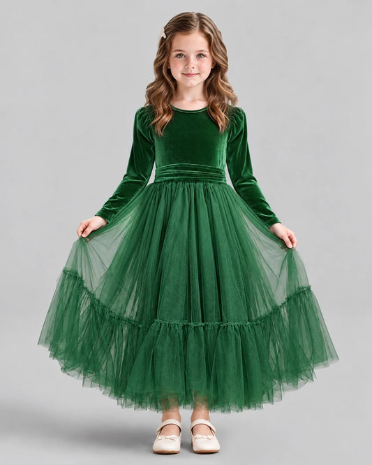 Emerald Green Ball Gown Girls Formal Dress Front