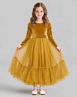 Gold Ball Gown Girls Formal Dress Front