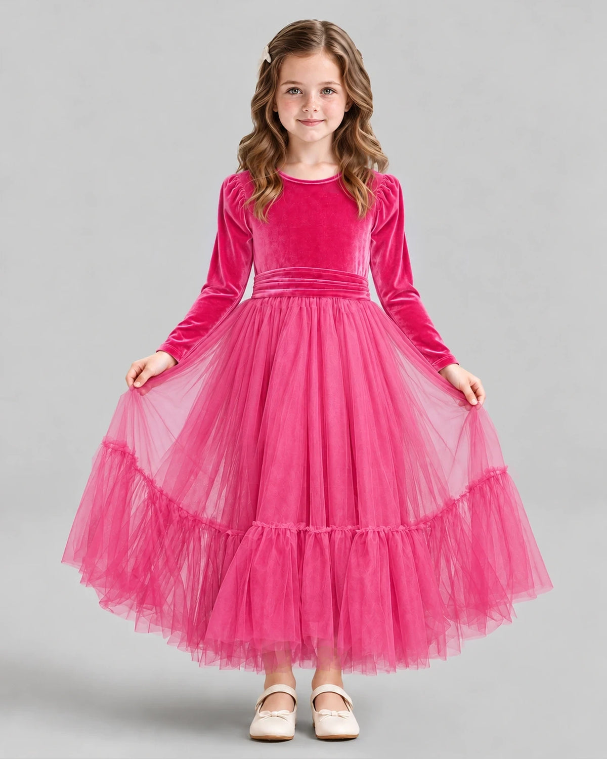 Hot Pink Ball Gown Girls Formal Dress Front
