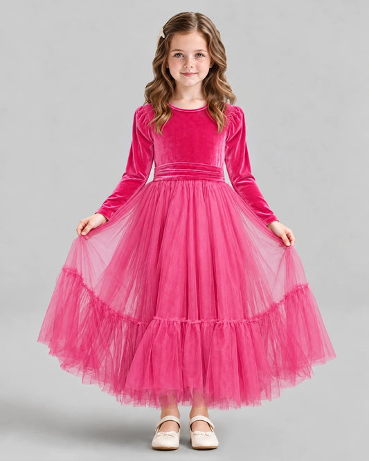Hot Pink Ball Gown Girls Formal Dress Front