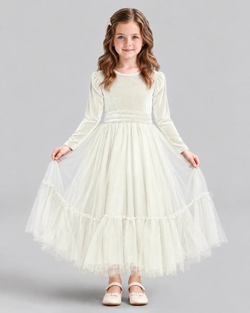 Ivory Ball Gown Girls Formal Dress Front