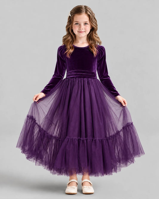 Purple Ball Gown Girls Formal Dress Front