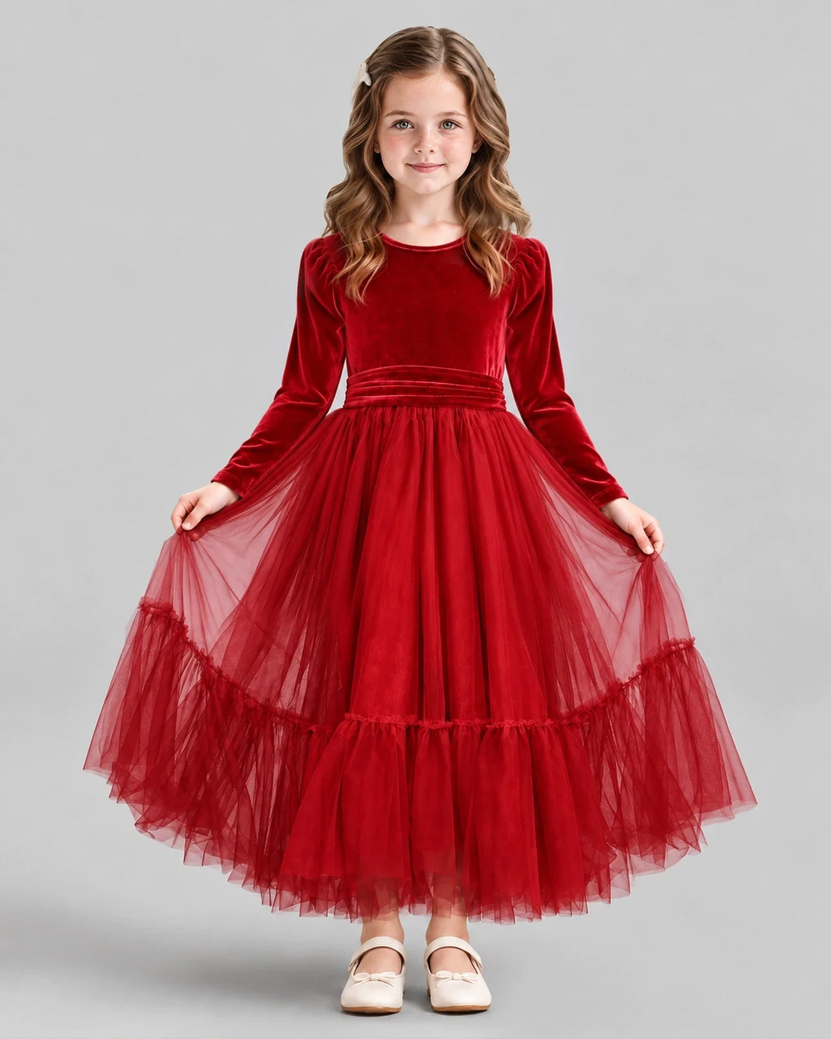 Red Ball Gown Girls Formal Dress Front