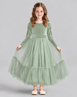 Sage Green Ball Gown Girls Formal Dress Front