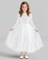 White Ball Gown Girls Formal Dress Front