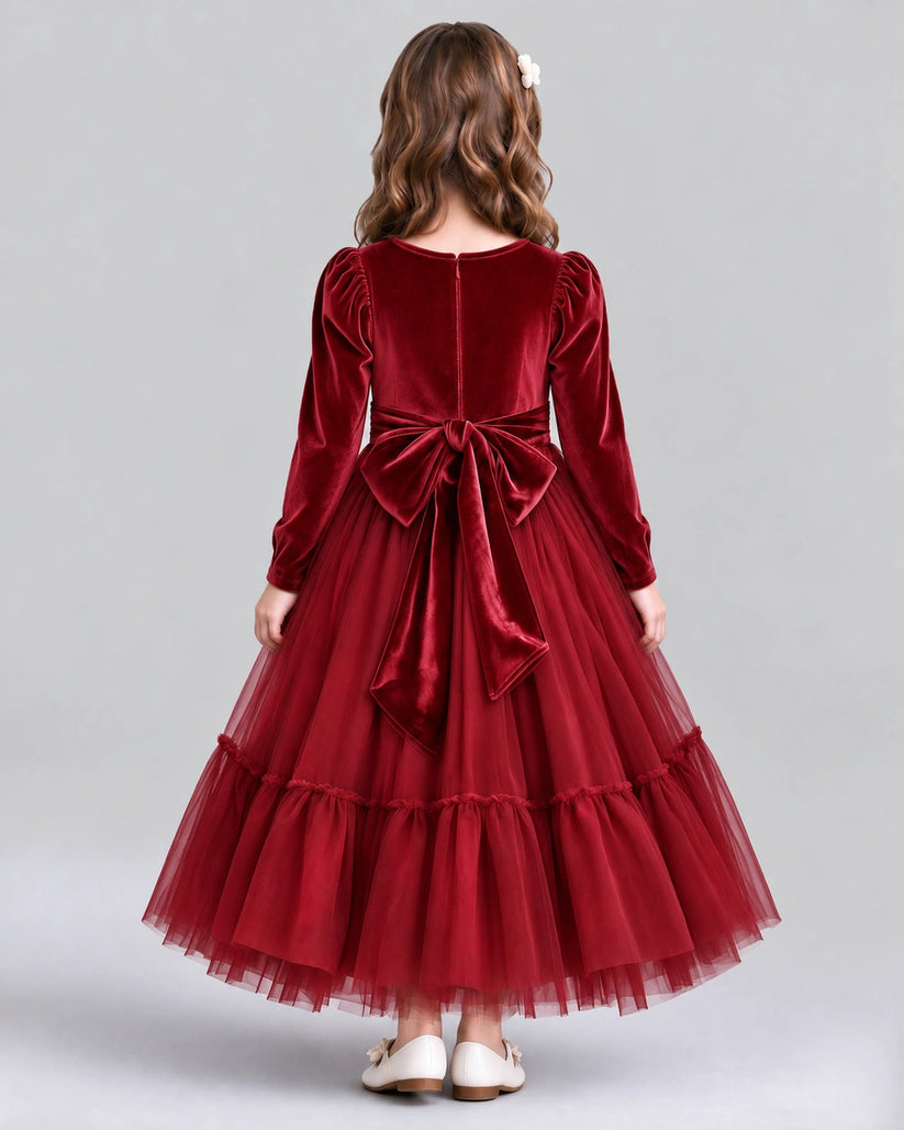 Burgundy Ball Gown Girls Formal Dress Back [Shared]