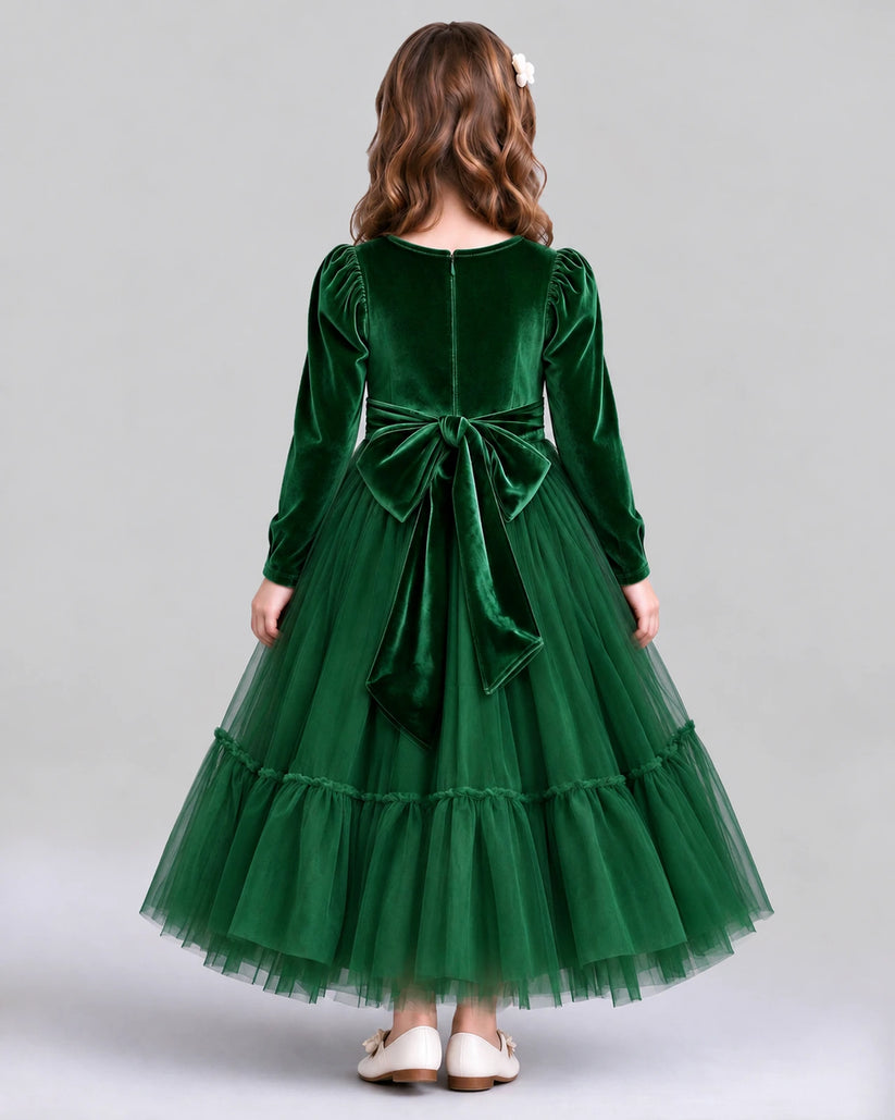 Dark Green Ball Gown Girls Formal Dress Back [Shared]