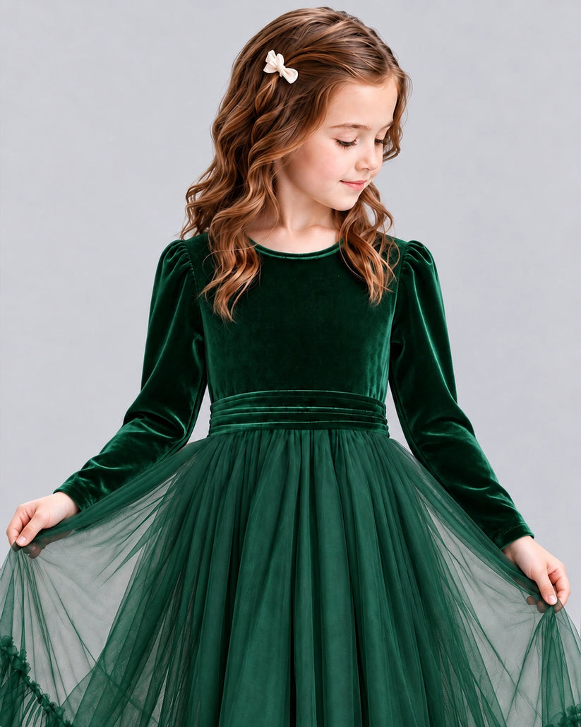 Dark Green Ball Gown Girls Formal Dress Detail [Shared]