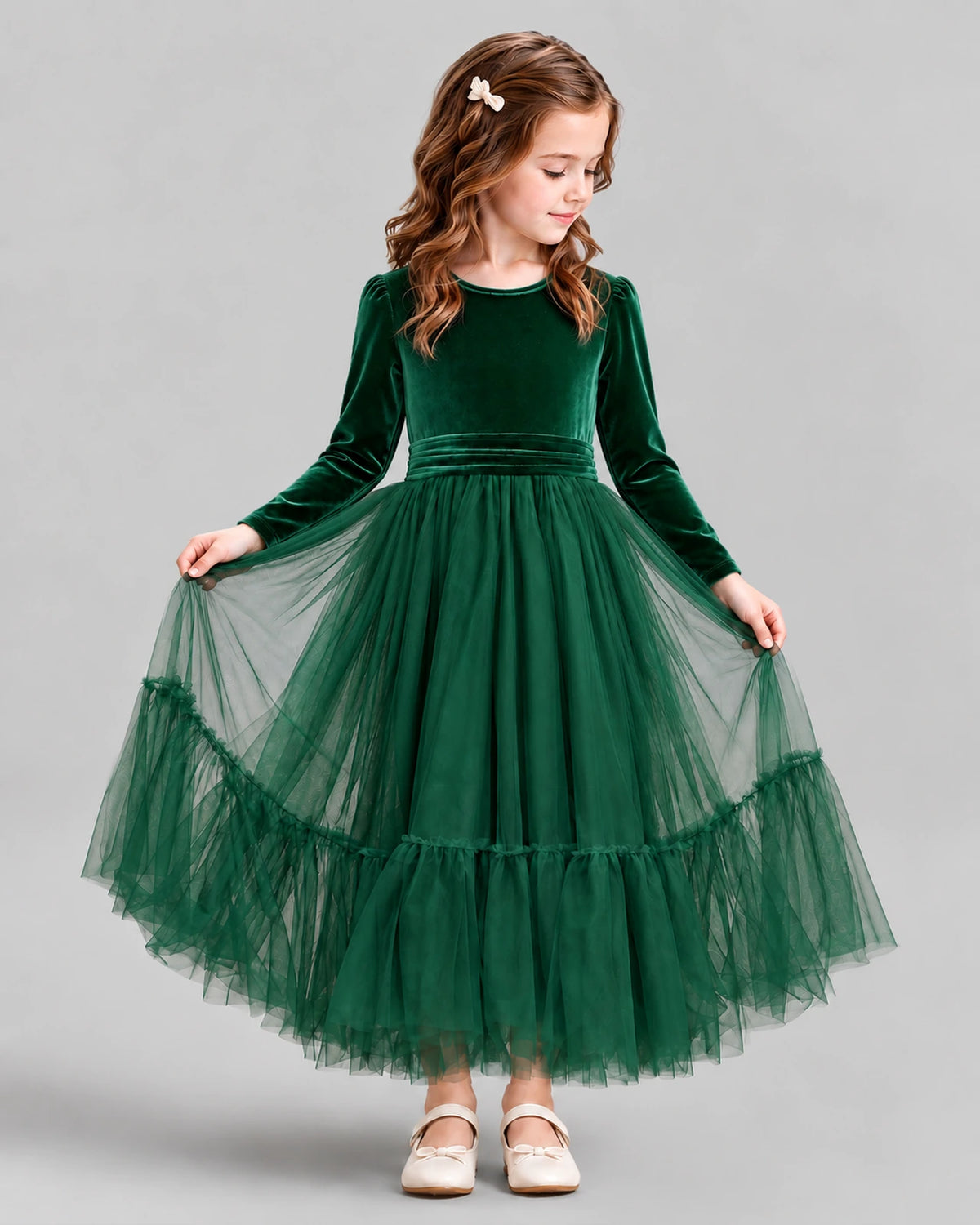 Dark Green Ball Gown Girls Formal Dress Pose [Shared]