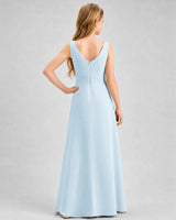Baby Blue Chiffon A-line Junior Bridesmaid Dress Back View