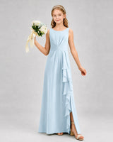 Baby Blue Chiffon A-line Junior Bridesmaid Dress Front View