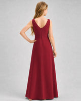 Burgundy Chiffon A-line Junior Bridesmaid Dress Back View