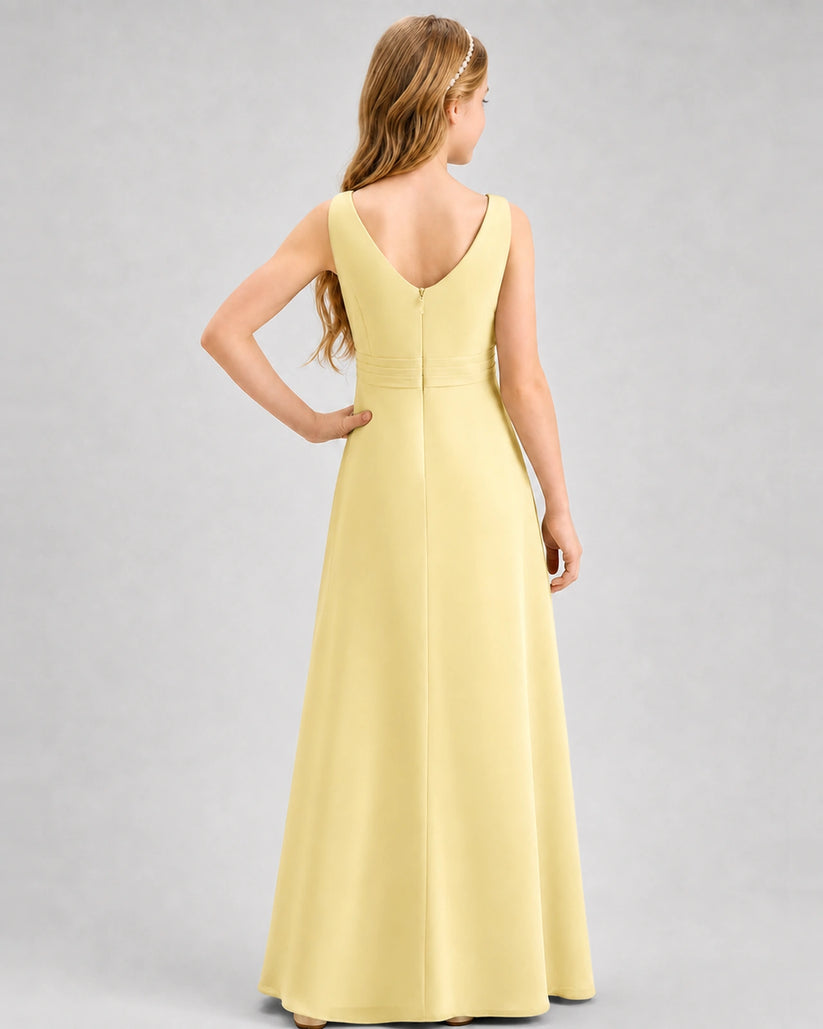 Daffodil Chiffon A-line Junior Bridesmaid Dress Back View