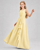 Daffodil Chiffon A-line Junior Bridesmaid Dress Front View