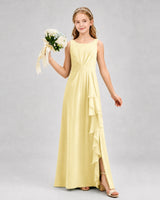 Daffodil Chiffon A-line Junior Bridesmaid Dress Front View