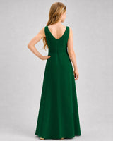 Dark Green Chiffon A-line Junior Bridesmaid Dress Back View