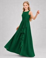 Dark Green Chiffon A-line Junior Bridesmaid Dress Front View