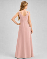 Dusty Rose Chiffon A-line Junior Bridesmaid Dress Back View