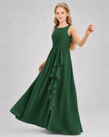 Emerald Green Chiffon A-line Junior Bridesmaid Dress Front View