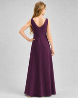 Grape Chiffon A-line Junior Bridesmaid Dress Back View