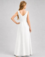 Ivory Chiffon A-line Junior Bridesmaid Dress Back View