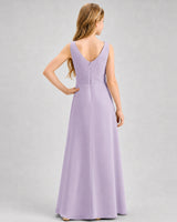 Lavender Chiffon A-line Junior Bridesmaid Dress Back View