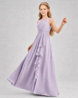Lavender Chiffon A-line Junior Bridesmaid Dress Front View