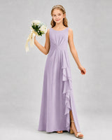 Lavender Chiffon A-line Junior Bridesmaid Dress Front View