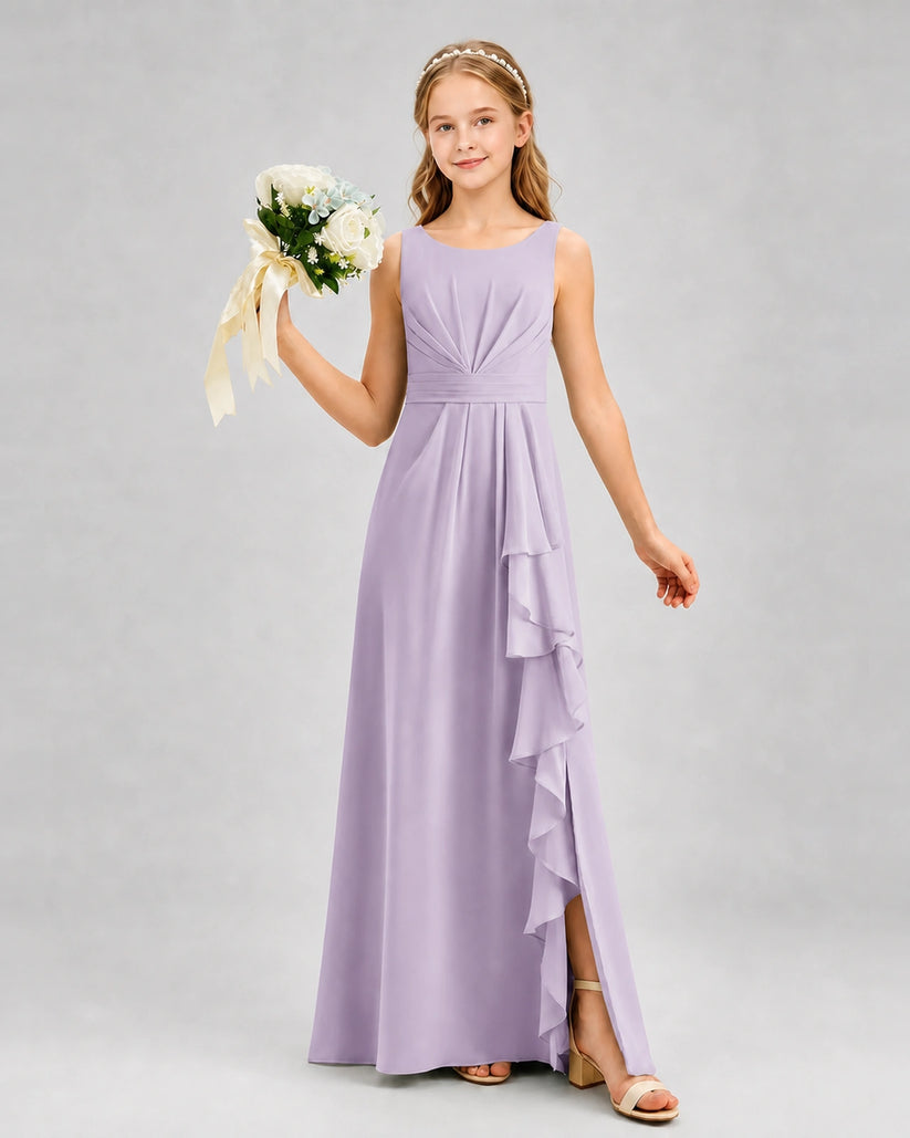Lavender Chiffon A-line Junior Bridesmaid Dress Front View