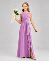 Lilac Chiffon A-line Junior Bridesmaid Dress Front View
