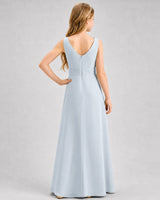 Mist Chiffon A-line Junior Bridesmaid Dress Back View