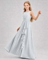 Mist Chiffon A-line Junior Bridesmaid Dress Front View