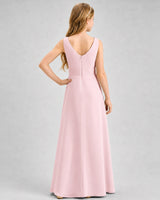 Pink Chiffon A-line Junior Bridesmaid Dress Back View