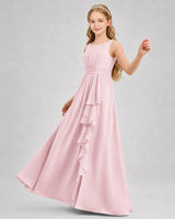 Pink Chiffon A-line Junior Bridesmaid Dress Front View
