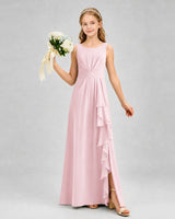 Pink Chiffon A-line Junior Bridesmaid Dress Front View