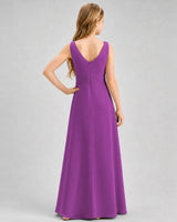 Purple Chiffon A-line Junior Bridesmaid Dress Back View