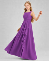 Purple Chiffon A-line Junior Bridesmaid Dress Front View