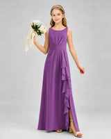 Purple Chiffon A-line Junior Bridesmaid Dress Front View