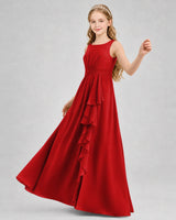 Red Chiffon A-line Junior Bridesmaid Dress Front View