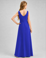 Royal Blue Chiffon A-line Junior Bridesmaid Dress Back View