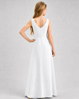 White Chiffon A-line Junior Bridesmaid Dress Back View