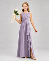 Wisteria Chiffon A-line Junior Bridesmaid Dress Front View