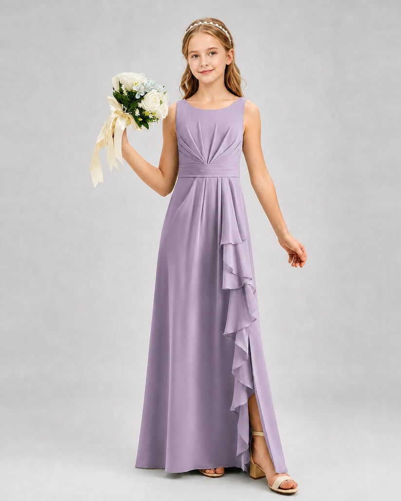 Wisteria Chiffon A-line Junior Bridesmaid Dress Front View