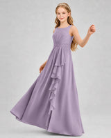 Wisteria Chiffon A-line Junior Bridesmaid Dress Front View