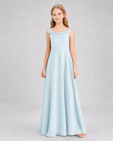 Baby Blue Chiffon A-line Junior Bridesmaid Dress Front View