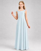 Baby Blue Chiffon A-line Junior Bridesmaid Dress Front View