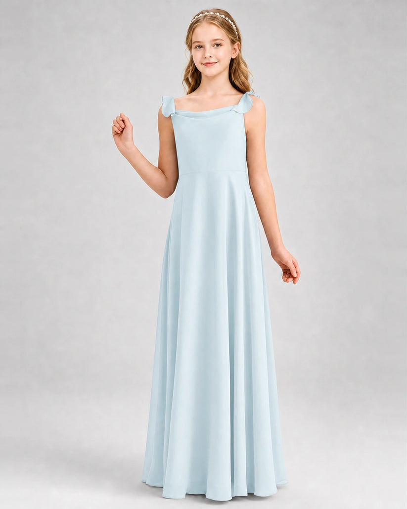 Baby Blue Chiffon A-line Junior Bridesmaid Dress Front View
