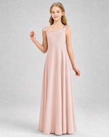 Blush Pink Chiffon A-line Junior Bridesmaid Dress Front View